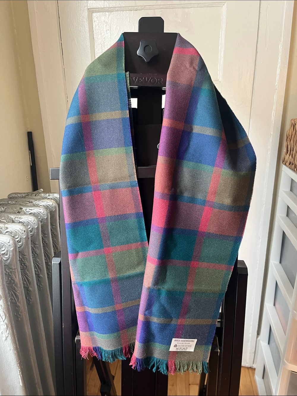 Avoca Handweavers 100% Pure New Wool Plaid Scarf 🌿 Wicklow, Ireland 🌿